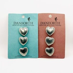 Danforth Heart Shaped Pewter Button Covers Set of 6 New USA Made